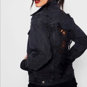 SOLD • Distressed Black Denim Jacket